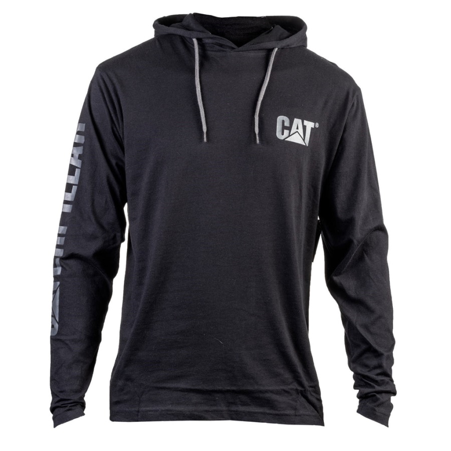Caterpillar Hooded Long Sleeve Tee Black