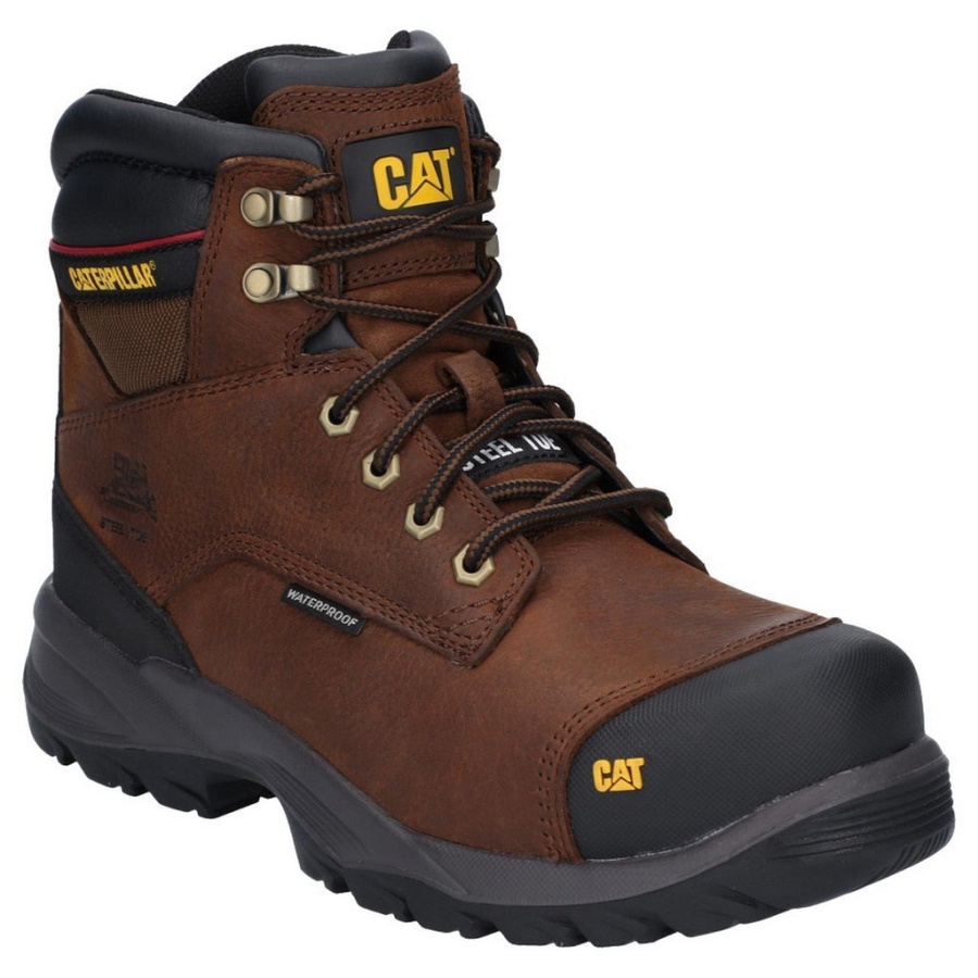 Caterpillar Spiro Lace Up Waterproof Safety Boot S3 Dark Brown
