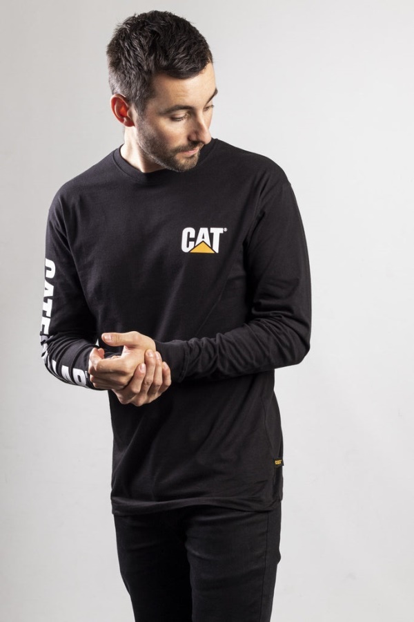 Caterpillar Trademark Banner Long Sleeve T-Shirt Black