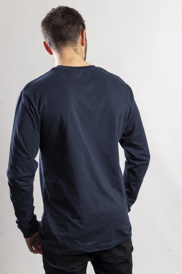 Caterpillar Trademark Banner Long Sleeve T-Shirt Dark Marine