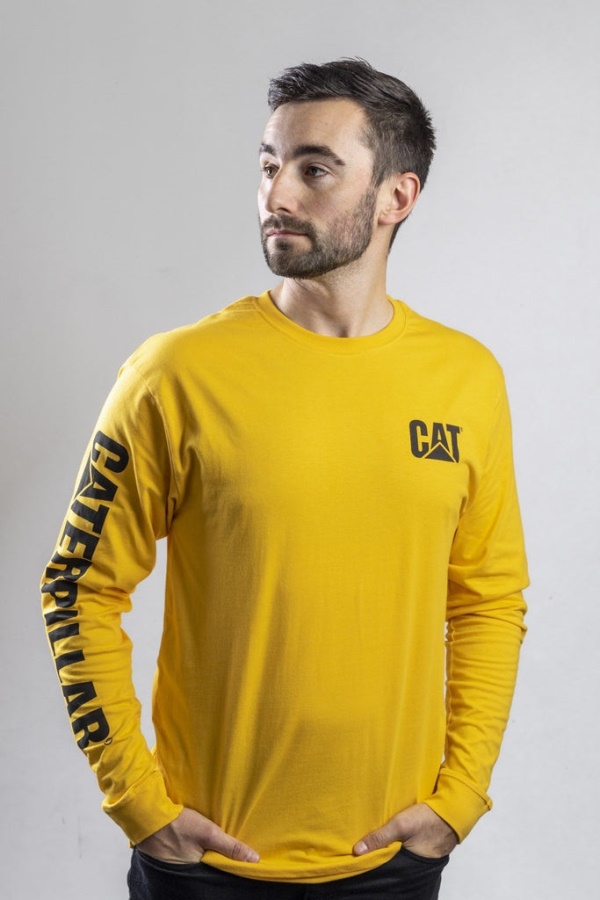 Caterpillar Trademark Banner Long Sleeve T-Shirt Yellow