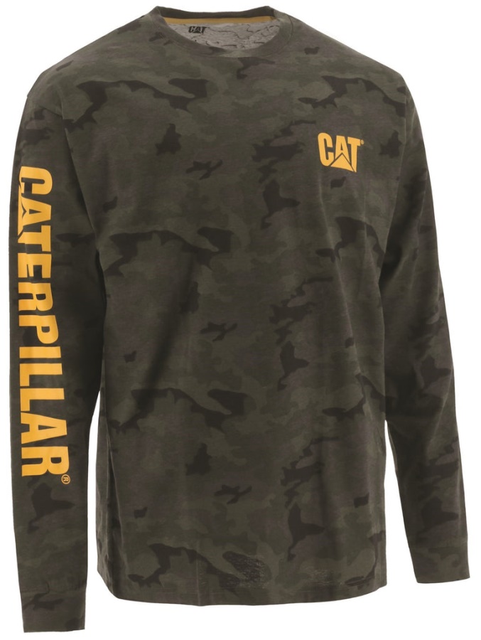 Caterpillar Trademark Banner Long Sleeve Tee Night Camo