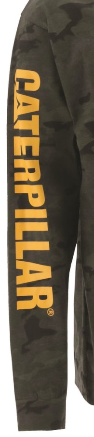 Caterpillar Trademark Banner Long Sleeve Tee Night Camo